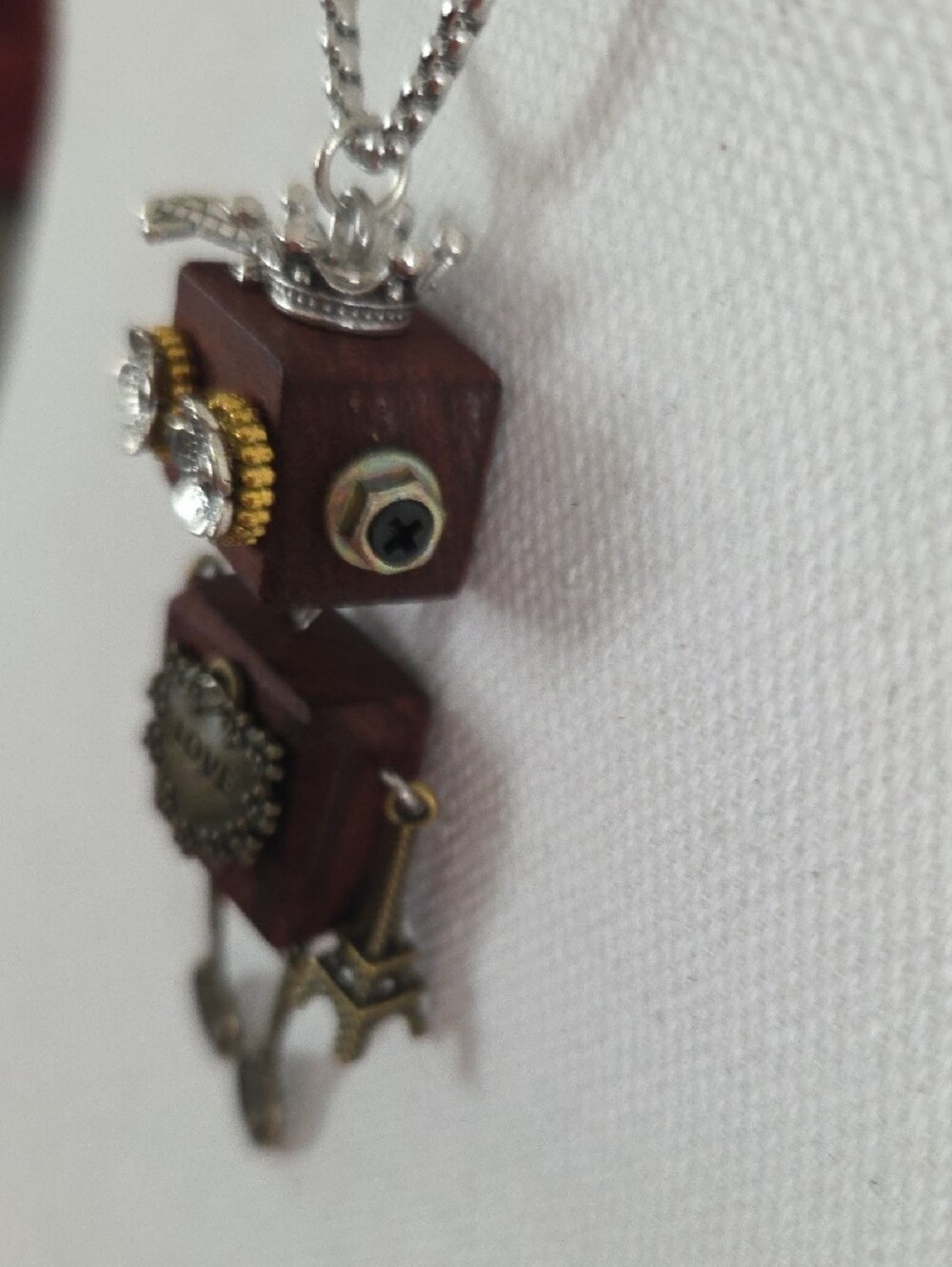 NWOT Steampunk "Love"  Robot Pendant Necklace - Picture 5 of 8
